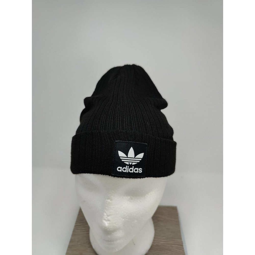 Adidas Originals Knit Beanie Grove Cuff Hat Trefoil‎ Logo Black One Size Medium